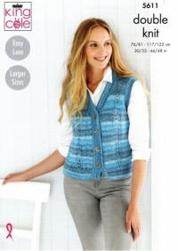 Knitting Pattern - King Cole 5611 - Island Beaches DK - Ladies Waistcoat & Slipover